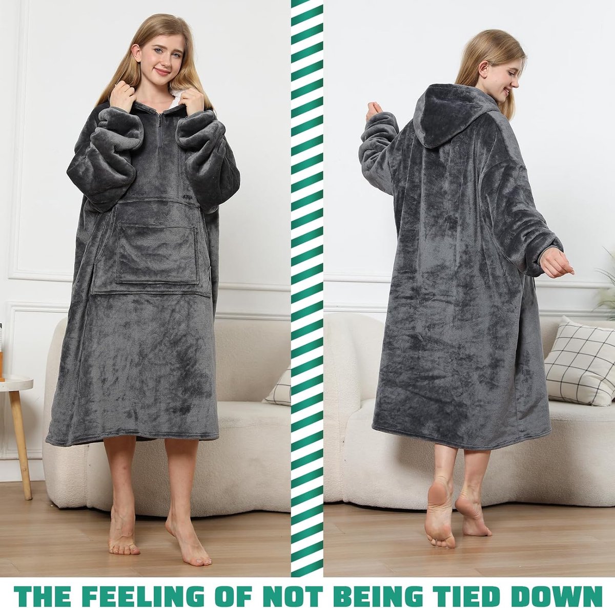 FELOVE Hoodie met mouwen & grote zak: ultrazacht, warmtegevend voor volwassenen. Beschikbaar in één universele maat, perfect voor dagelijks gebruik