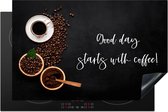 KitchenYeah® Inductie beschermer 81.2x52 cm - Good day starts with coffee! - Inductie beschermer - Koffie - Espresso kopjes - Kookplaat - Kookplaataccessoires - Afdekplaat voor kookplaat - Inductiebeschermer - Inductiemat - Inductieplaat mat