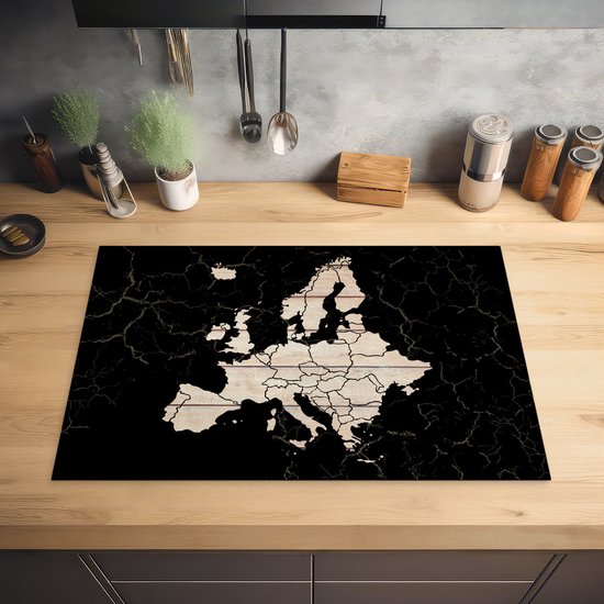 KitchenYeah® Inductie beschermer 77x51 cm - Kaart - Plattegrond - België - Goud - Genk