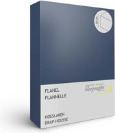 Sleepnight Hoeslaken - Flanel - (hoekhoogte 25 cm ) bleu marine - B 160 x L 200 cm - Lits-jumeaux - Geschikt voor Standaard Matras - 550803-B 160 x L 200 cm