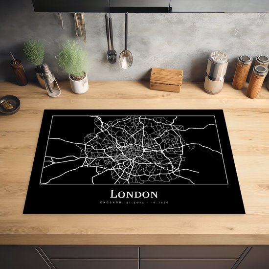 KitchenYeah® Inductie beschermer 77x51 cm - Kaart - Stadskaart - Londen - Plattegrond - Kookplaataccessoires - Afdekplaat voor kookplaat - Inductiebeschermer - Inductiemat - Inductieplaat mat