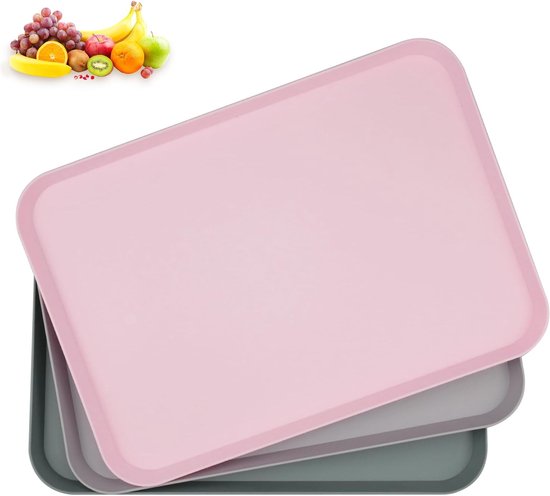 Dienblad Japanse Stijl Rechthoekige Plastic Voedsel Dienblad Nesten Dienbladen voor Restaurant Home Hotel Ontbijt Koffie/Tafel Zwart (30 * 20 cm / 11.8 * 7.9 in
