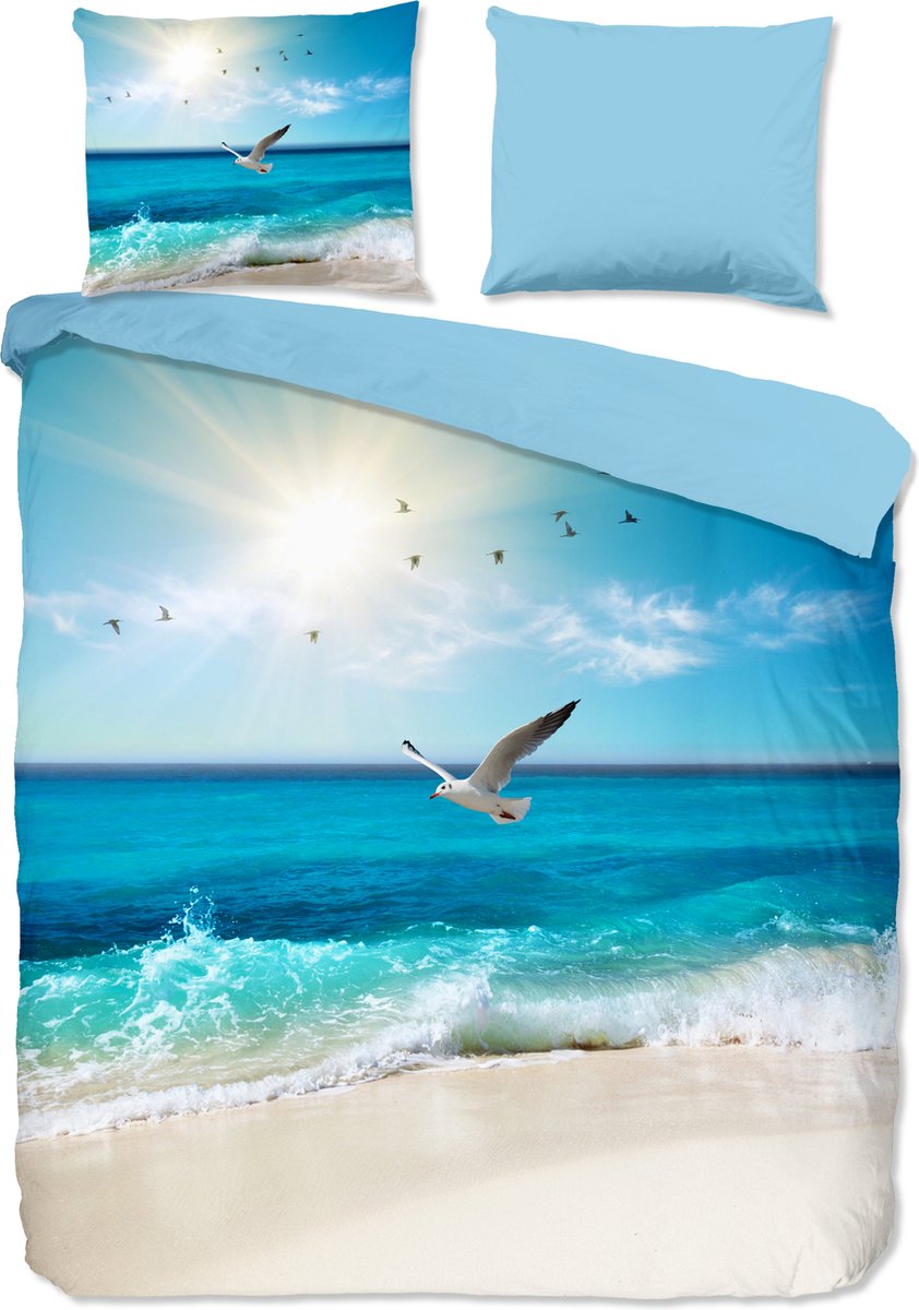 Good Morning dekbedovertrek strandthema - 2 persoons 200x200/220 cm - Multi - 100% Katoen renforce