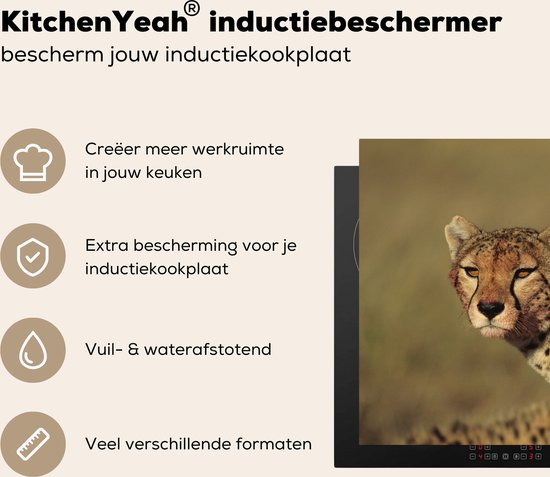 KitchenYeah® Inductie beschermer 81.6x52.7 cm - Twee cheeta's op de savanne - Kookplaataccessoires - Afdekplaat voor kookplaat - Inductiebeschermer - Inductiemat - Inductieplaat mat