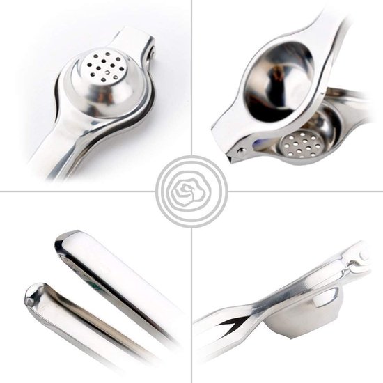 Citroenpers - Limoenpers - RVS - Handcitruspers - Handmatige Citroenpers - Lemon squeezer - Handpers - Sinaasappel juicer - Fruitpers - Citrusknijper - Sinaasappelpers - Zilver — afbeelding 5