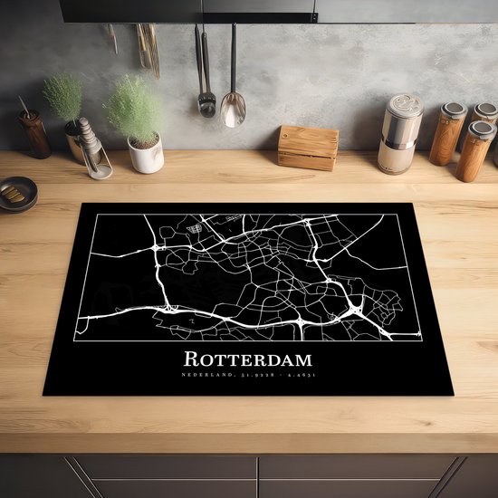 KitchenYeah® Inductie beschermer 76x51.5 cm - Rotterdam - Kaart - Stadskaart - Plattegrond - Kookplaataccessoires - Afdekplaat voor kookplaat - Inductiebeschermer - Inductiemat - Inductieplaat mat