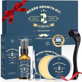 Kit de croissance de barbe Equivera - Rouleau à barbe - Huile de croissance de barbe - Dermaroller - Stimule la croissance de la barbe