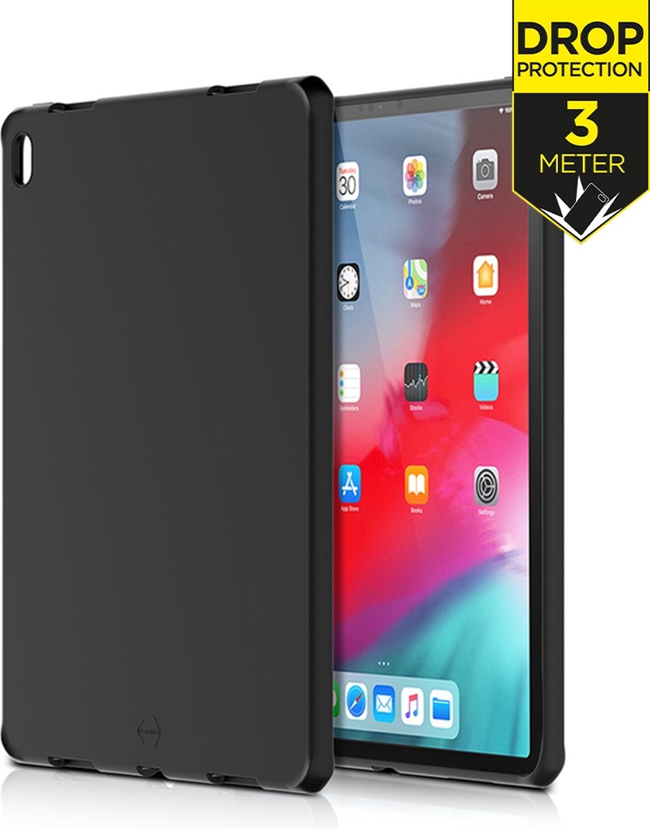 ITSkins Tablethoes geschikt voor Apple iPad Pro 11 Inch (2018) Hoes Flexibel TPU | ITSkins SpectrumSolid Backcover | Schokbestendig iPad Pro 11 Inch (2018) Telefoonhoesje | Anti Shock Proof - Plain Black | Zwart