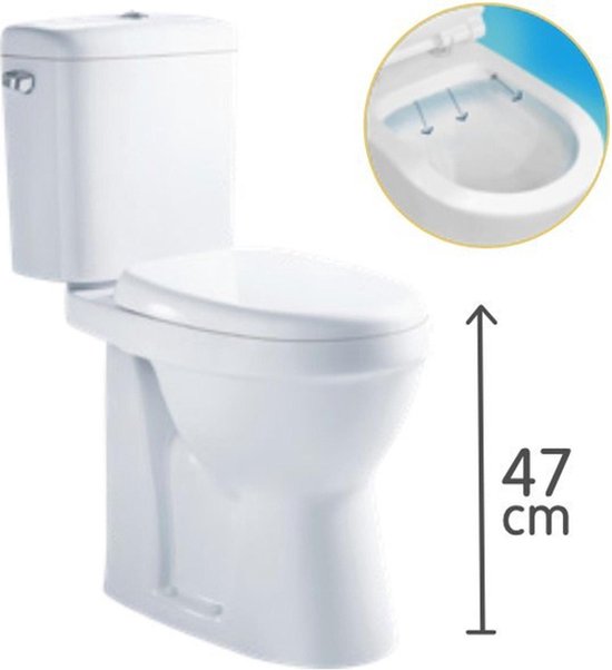 Nemo Go XJoy toilet – WC Pot – Spoelrandloos – 47x36.5x66 cm - Porselein – Wit - Go by Van Marcke