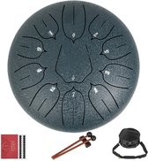 Handpan 36 cm – Tongue drum – Klankschaal – 15 noten - Handpan - Tong Drum - Klankschalen - Yoga Drum – Lotus Tong - Steeldrum - Muziektherapie - Marine Blauw