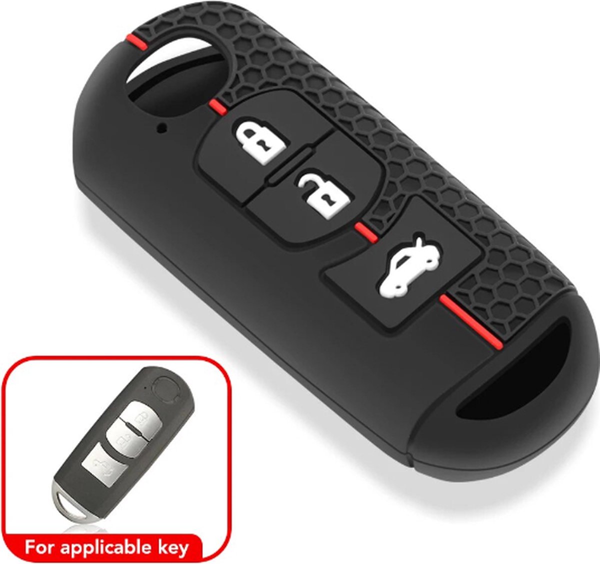Siliconen Remote Cover Key Case key cover Zwart/Rood voor Mazda Mazda 2 3 5 6 CX-3 CX-5 CX-7 CX-9 Miata Mx5 Sport Rood/Zwart bescherming sleutel