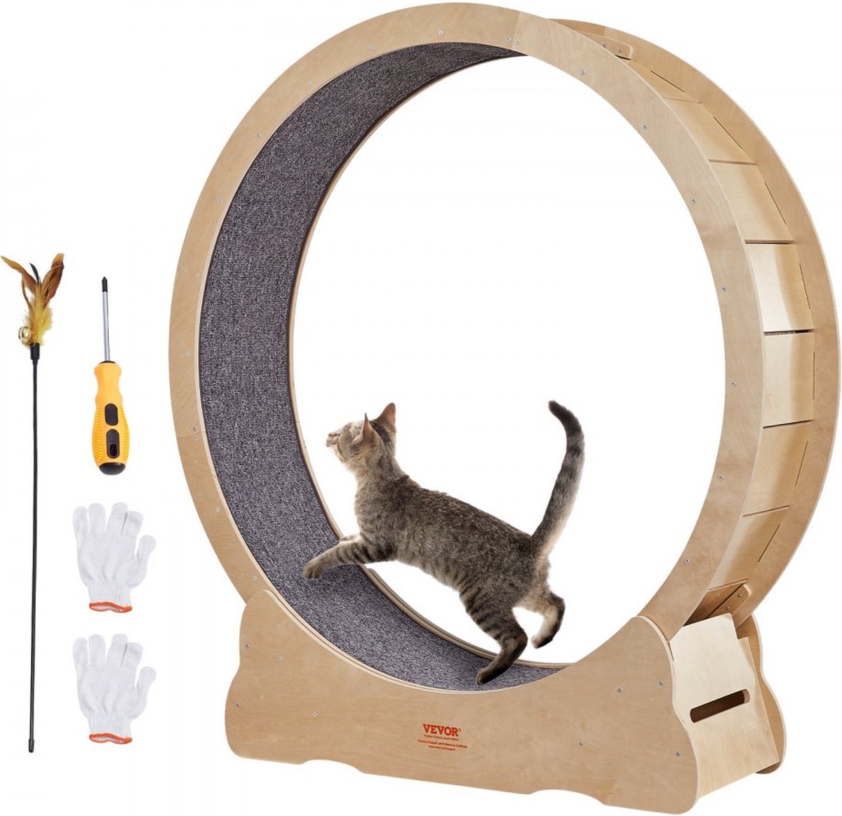 Kattenloopwiel 1320x340x1415mm Kattenloopwiel gemaakt van berken- en populierenmultiplex Kattenwiel Geluidsarm Uitneembare binnenmat Kattenwiel Geschikt voor katten met een gewicht van 8 kg tot 14 kg op Prijzenvolger.com
