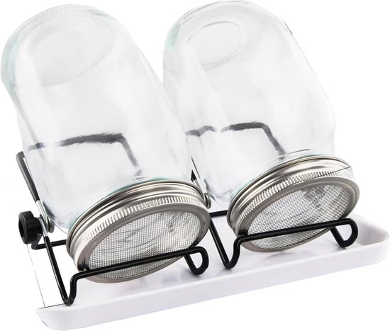 Foto: Kiemglas 2 stuks 1000ml kiempot set groente kiemen kiempotten voor kiemgroenten inclusief houder