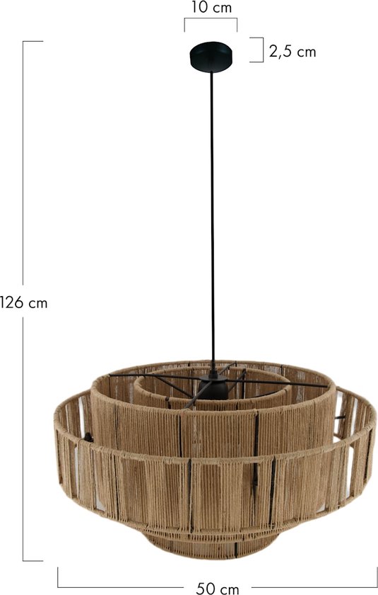 DKNC - Lampe suspendue jute - 50x50x26cm - Naturel