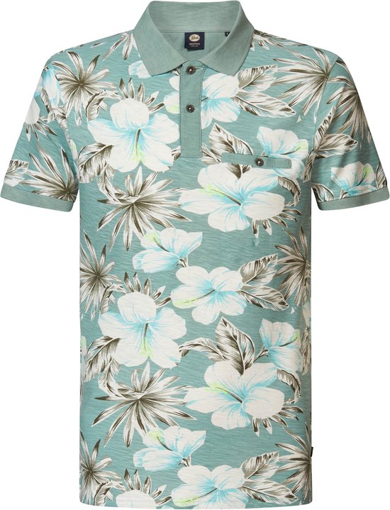 Petrol Industries - Heren Botanical Polo Rove - Blauw - Maat S