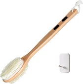 Badborstel douche met steel - Dry brush – lichaamsborstel - Bamboe - silicone - Rug Scrubber – Huidborstel  – Zwart