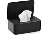 Babydoekjes box zwart - Zwarte tissuebox - Billendoekjesbox zwart - babydoekjes - vochtig toiletpapier - met siliconen afdichting