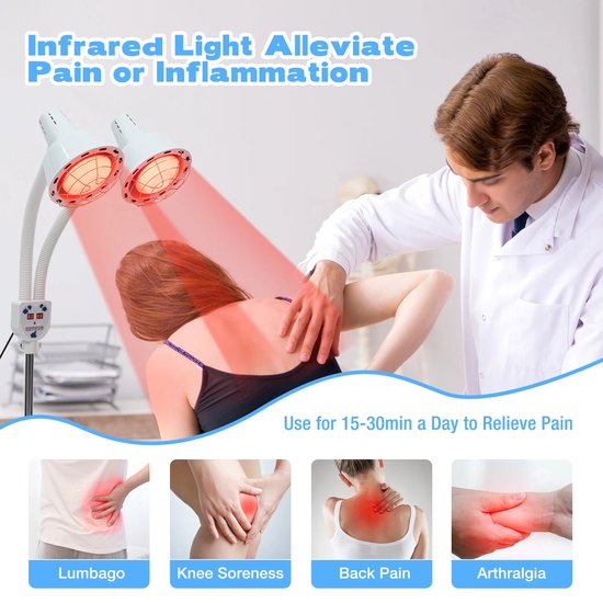 Infraroodlamp - Infrarood Lamp - Infraroodherapie - Lichttherapie - Warmetlamp - Pijnverlichting - Spieren En Gewrichten - Timerfunctie - 500Watt - Wit - Merkloos