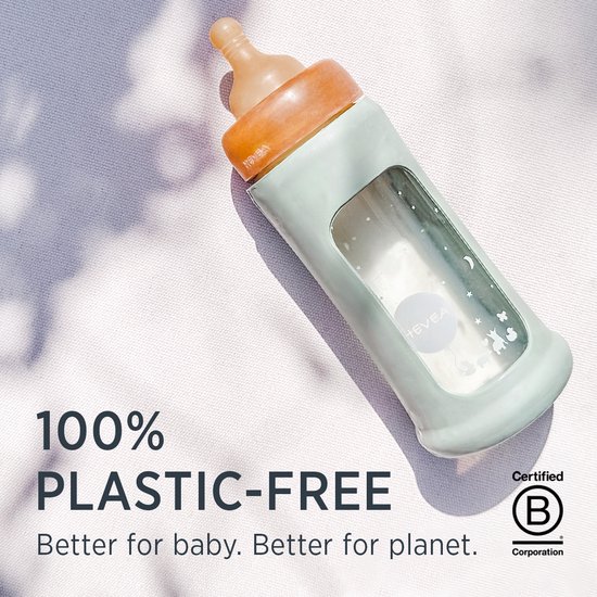 Wide Neck Baby Glass Bottle with Sleeve 250ml/8.5oz Single-Pack (Seafoam Blue) — afbeelding 4