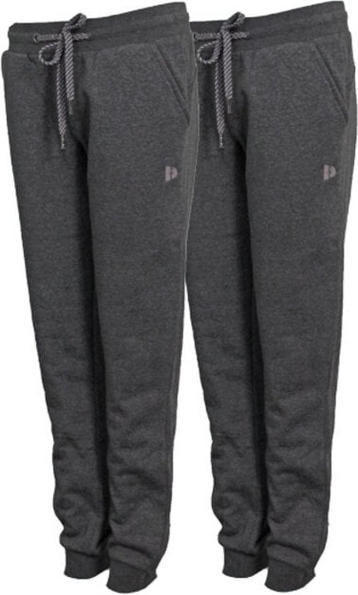 2-Pack Donnay Joggingbroek met Elastiek Carolyn - Sportbroek - Dames - Maat XXL -Charcoal-marl (037)