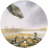 Fotobehang - Young Titanosaurs 125x125cm - Rond - Vliesbehang - Zelfklevend