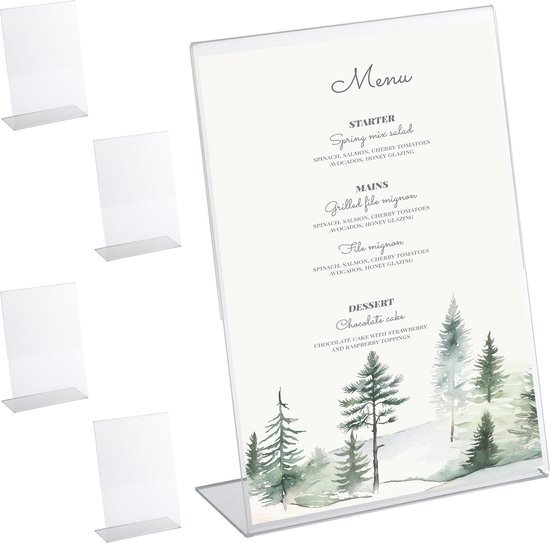 Lot de 5 porte-cartes menu Relaxdays - présentoir de table A4 - cadres photo debout - porte-brochures