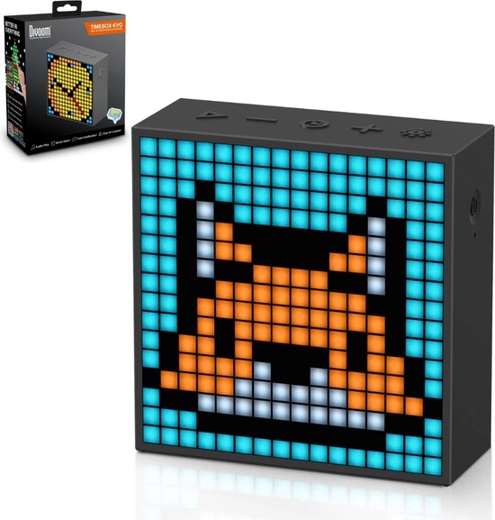Pixelart Bluetooth Speaker Divoom Timebox Evo – Compact, Wekker, 6 uur batterij, 256 LED Display, Handsfree Bellen
