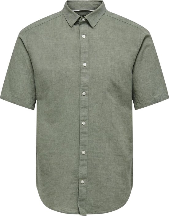 Only & Sons Chemise Onscaiden Ss Solid Linen Shirt Noos 22009885 Swamp Men Size - M