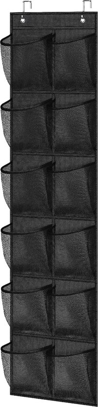 Schoenenkast Hangend - Schoenenzak 12 vakken - Opbergen van Schoenen aan Deur - Schoenenzak Zwart - Oplossing voor rondslingerende schoenen - Hoogwaardige Schoenenkast