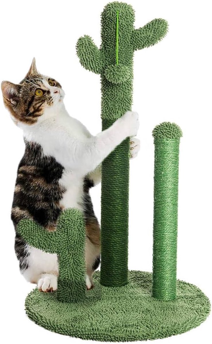 Royalty Line® Luxe Krabpaal Voor Katten - Cactus - Krabpalen Met Kattenspeeltje - 59 cm Hoog - Kattenpaal - Krabmaubel - Groen