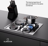 Klarstein Multichef 4 plaques de Hot gaz et électrique 4 zones de cuisson 2 feux gaz 2 plaques de cuisson électriques - Inox