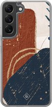 Casimoda® hoesje - Geschikt voor Samsung Galaxy S22 - Abstract Terracotta - 2-in-1 case - Schokbestendig - Geometrisch patroon - Verhoogde randen - Rood, Transparant