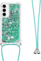 Coverup Liquid Glitter Back Cover met Koord - Geschikt voor Samsung Galaxy A35 Hoesje - Groen