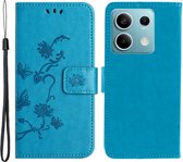 Coverup Bloemen & Vlinders Book Case - Geschikt voor Xiaomi Redmi Note 13 Pro 5G / Poco X6 Hoesje - Blauw