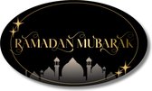 12 X Luxe Stickers Ramadan Mubarak | Zwart | Goudkleurig | Ramadan | Ovaal