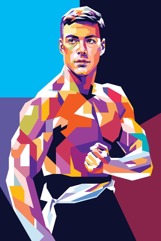 Jean Claude van Damme Poster | JCVD Poster | Pop Art | Filmposter | Kickboxer Poster | Blood Sport Poster | 51x71cm | B2 Poster | Wanddecoratie | Muurposter | Geschikt om in te lijsten