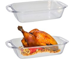 Marinex Ovenschaal van borosilicaat glas - 2x - rechthoek - 2.7 Liter - 35 x 20 x 7 cm - serveerschaal