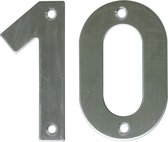 AMIG Huisnummer 10 - massief Inox RVS - 10cm - incl. bijpassende schroeven - zilver