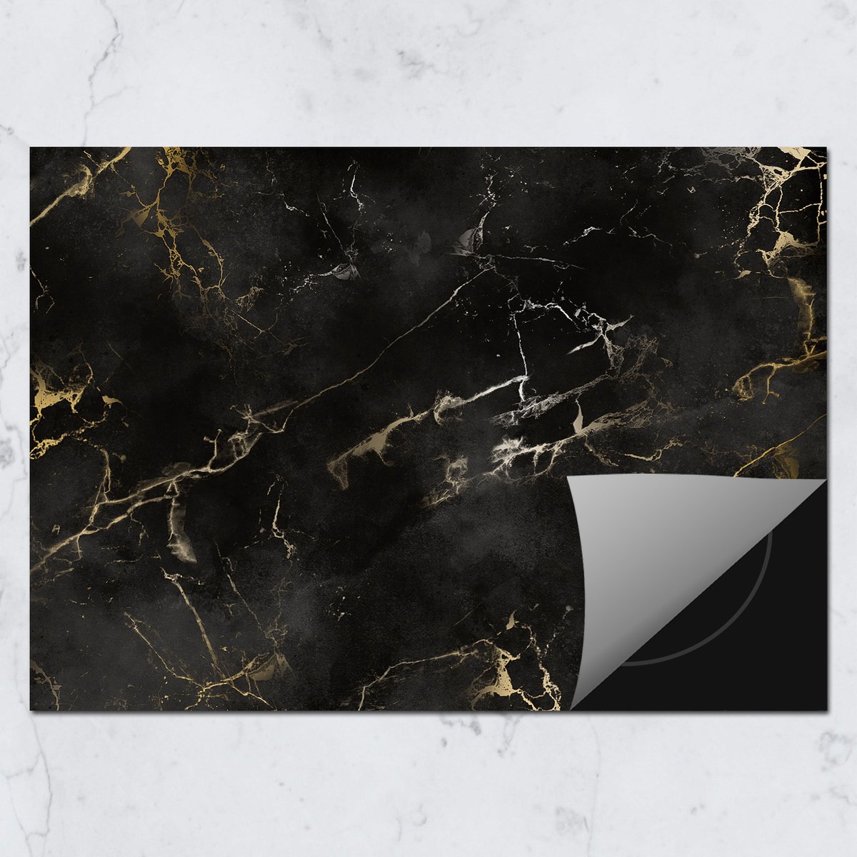 Inductie Beschermer 76x51.5 cm - Black gold marble - Marmer - Kookplaataccessoires - Afdekplaat voor kookplaat - Anti slip mat - Keuken decoratie - Inductiemat - Beschermmat voor fornuis