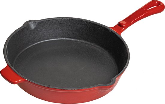 Blackwell Koekenpan - Gietijzer - Rood - ø 26 cm - zonder anti-aanbaklaag - geschikt voor inductie