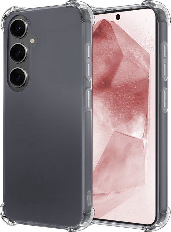 Coque transparente avec coins renforcés pour téléphone Samsung.