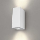 Ledvion LED Wandlamp Helene, Wandlamp Buiten, Wit, Vierkant, Met Voor Twee GU10 Up&Down, Buiten Wandlamp, Wand lamp, Buitenlamp, IP54