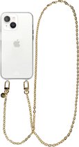 xoxo Wildhearts siliconen hoesje - Geschikt voor iPhone 14 Plus - Dreamy - Telefoonhoesje - Hoesje met koord - Gouden ketting - lang telefoonkoord - Transparant hoesje (lange variant)