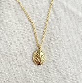 The Leaf pendant - gouden schakelketting - Blad hanger - fijne damesketting - 925 zilver - 18k goldplated