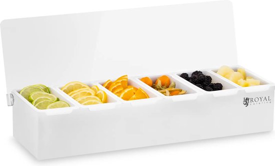 Royal Catering Ingrediëntencontainer opzetstelling - RVS/PP - 6 x 450 ml