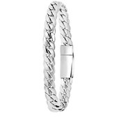 Stalen armband gourmetschakel plat