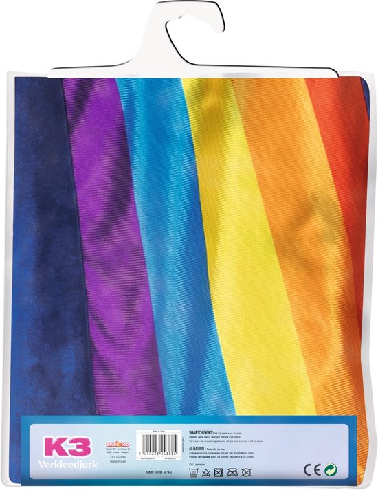 K3 verkleedkleding - jurkje volwassenen regenboog blauw - maat 38/40 - K3