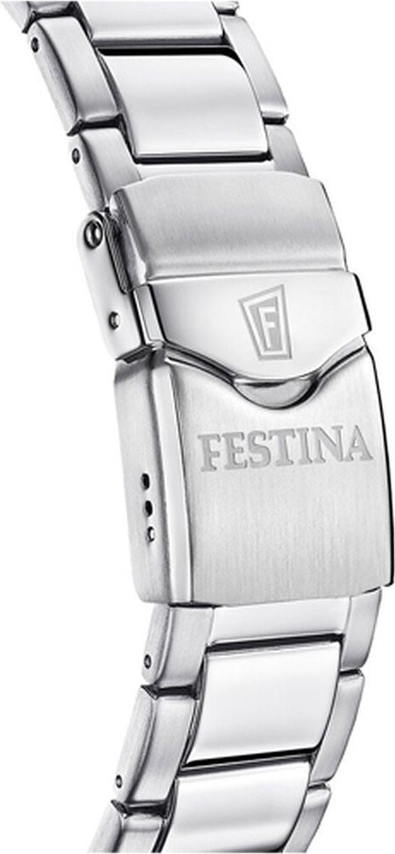 Festina F20665-1 Heren Horloge - Mineraalglas - Roestvrijstaal-Staal - Zilverkleurig - Ø 46.5 mm - Quartz - Vouw-Vlindersluiting - 20 ATM (duiken)