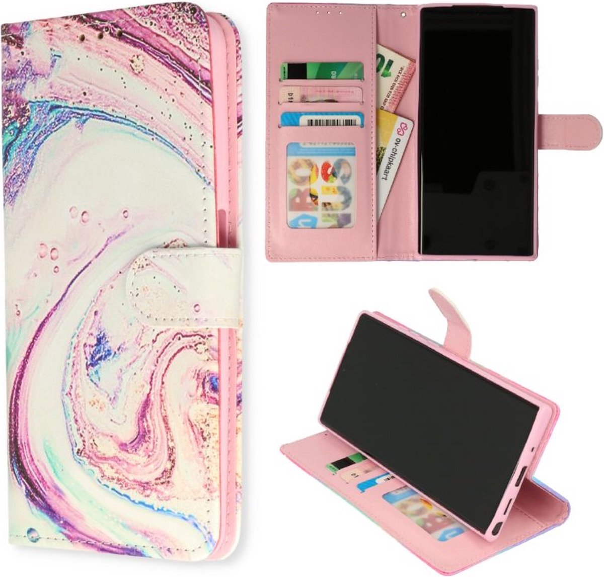 Cityhoesje-Bookcase Geschikt voor Samsung Galaxy A24 – Print Marmer Galaxy