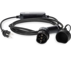 Nedis Draagbare EV-Oplader – Type 2 – 3,7 kW – 6A tot 16A – 1-Fase – 5 m – IP55 – Inclusief LCD-scherm